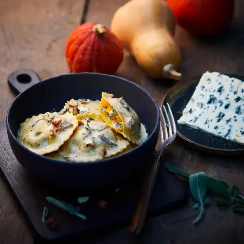Recette : Raviolis de potimarron au fromage bleu