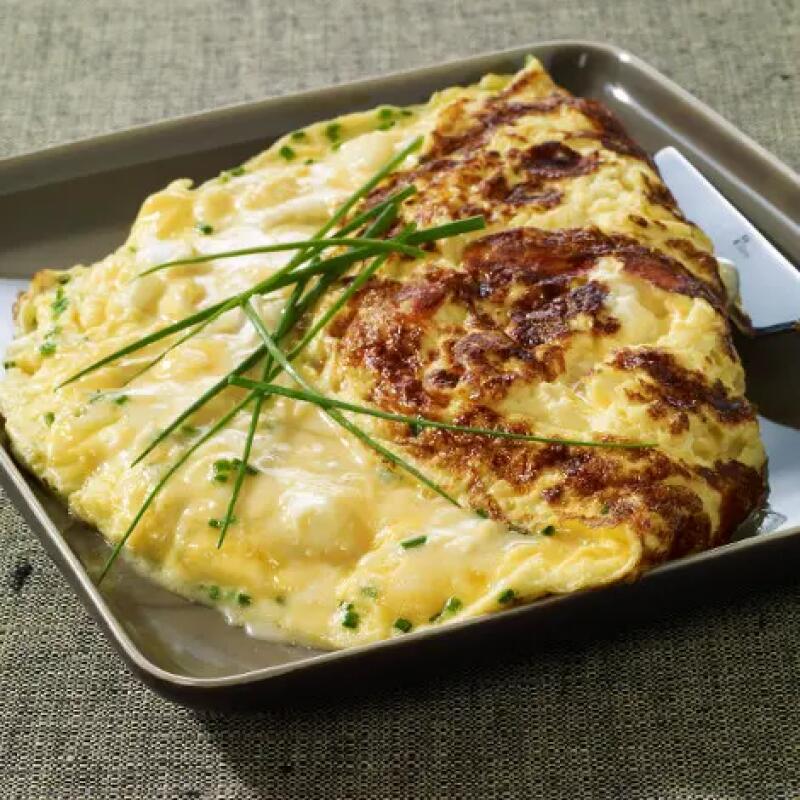Recette : Omelette baveuse au fromage