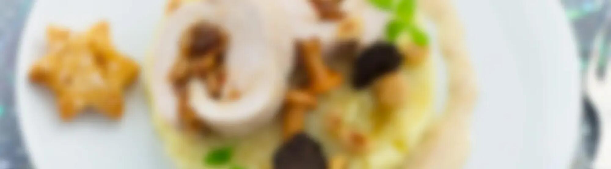 Recette : Roulade de dinde et mousseline de pommes de terre aux champignons