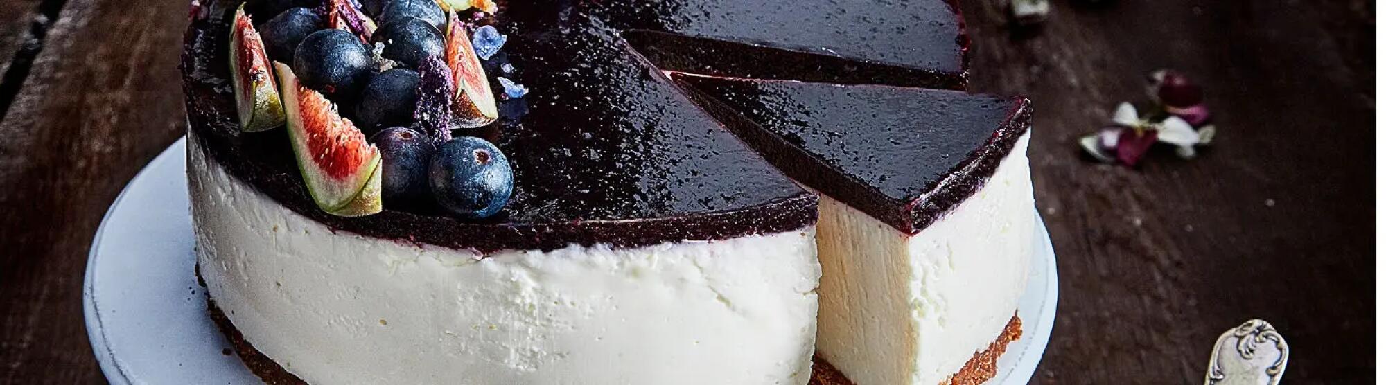 Recette : Cheesecake au fromage frais, myrtilles et figues