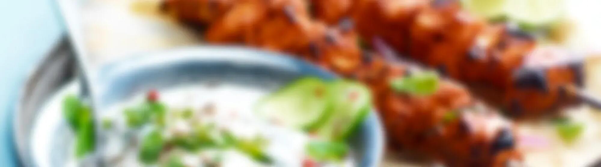 Recette : Brochettes de poulet tandoori et sauce au chèvre frais