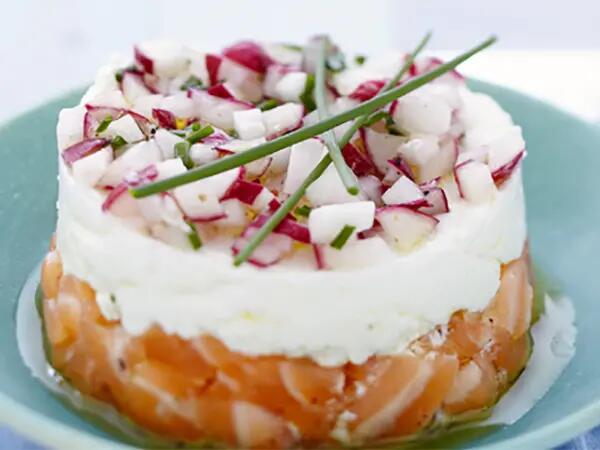Recettes : Tartare de saumon, radis croquant et fromage frais