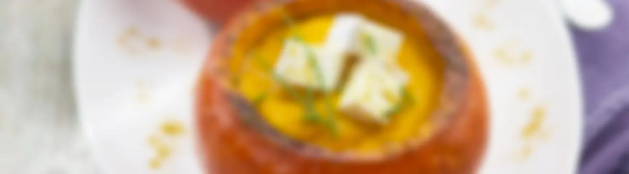 Recette : Velouté de potimarron au curry et fromage