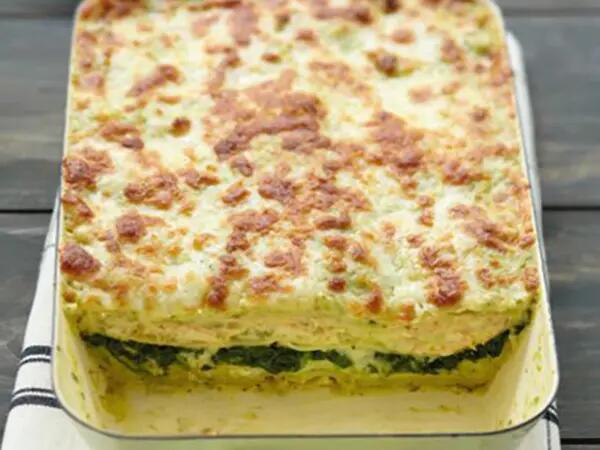 Recettes : Lasagnes au saumon, pesto d'épinard et fromage italien